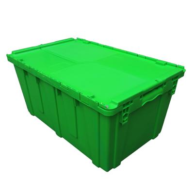 China QS Heavy Duty Hot Selling Plastic Lid Crates Tied Lid Crates Plastic Storage Containers for sale