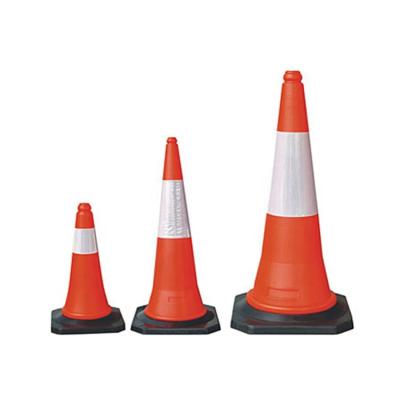 China PE Plastic PE Traffic Cones With Black Base Reflective Road Safety Cone for sale