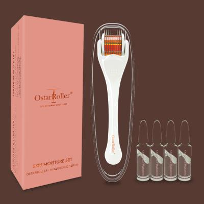 China Anti-Puffiness Derma Roller Kit 0.25mm Face Roller With Serum Microneedling Vitamin C Dermaroller 540 Micro Titanium Needles For Skin Moisturi for sale