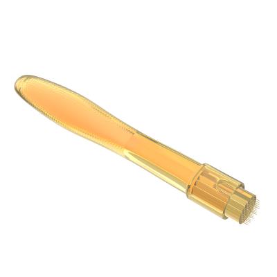 China Anti-Puffiness Customization 1.0MM 1.5MM Logo Label Micro Needle Roller System 35 Pins Gold Derma Stamp Roller Pen For Eyes Lip Face for sale