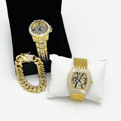 China Non-Specific Luxurious Rhinestone Alloy Diamond Encrusted Wrist Watch Multiple Styles Watch Strap Set For Ladies for sale