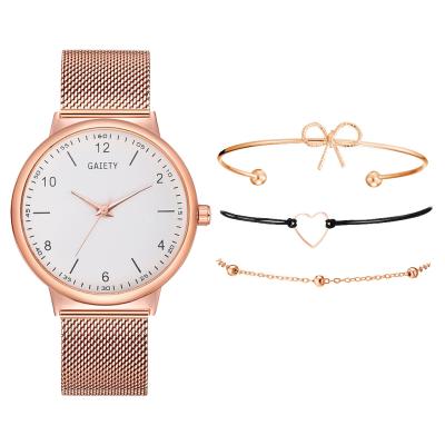 China Non-Specific Casual Quartz Wrist Watch Alloy Strap Ladies Watches Strap Set Watch Set 4 Pcs Set For Women for sale