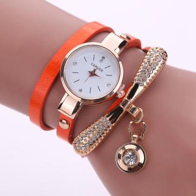 China Non-Specific Hot Sale Trend Ladies PU Leather Thin Watch Strap Watches Diamond Encrusted Pendant Bracelet Watches for sale