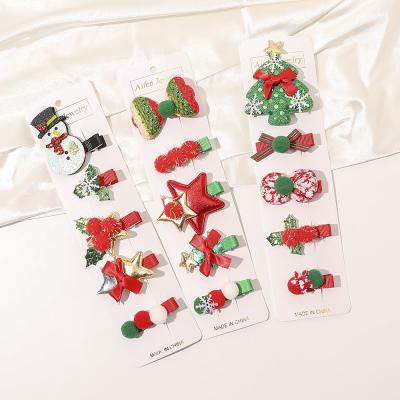 China Hot Sale Fashion Christmas Holiday Girl Hair Accessories Cute Platypus Clip Snowman Hair Clips 5 Pcs Set Hair Clips For Gift for sale