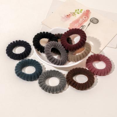 China Fashion Autumn Winter Flocking Hair Ties Diameter 4.5cm Tie Hair Rings Telephone Line Hair Ties for sale