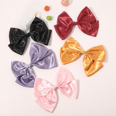 China Fashion Quality Alligator Hairpin Solid Color Bow Hair Accessories Girl Headwear Spring Clip Hair Clips Large for sale