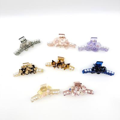 China Fashion Exquisite Hair Accessories Bead Crystal Hair Claw Clips Hot Sale Big Acetic Acid Hair Claw for sale