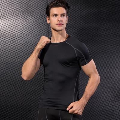 China Breathable Wicking Dampness T-shirt Mens Fitness Spandex Crewneck Gym Top Tees Workout Custom Gym T-Shirts for sale