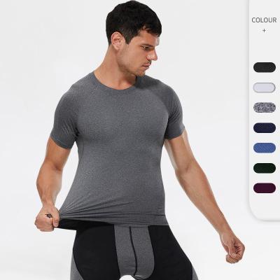 China New Breathable Process Blend Fabric Quilting Running Breathable Men's Fitness Gym Quick Dry Shirt for sale