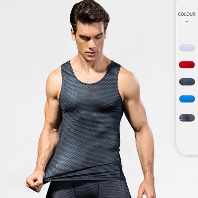 China Men's PRO 3D Print Tank Top Fitness Running Training Tank Tops Breathable Tight Elastic Quick Dry Clothes for sale