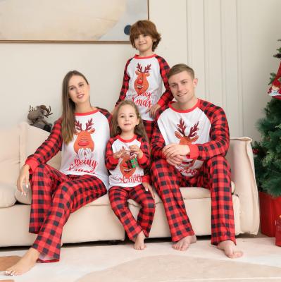 China New Design QUICK DRY Christmas Pajamas Matching Family Sets Christmas Hat Printing Long Sleeve Tops And Pants Sleepwear for sale