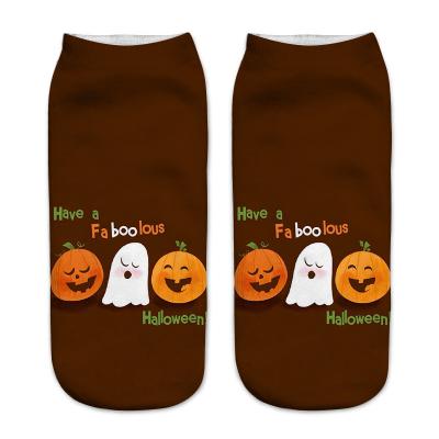 China Anti-Fault 2020 Funny Socks Women's Halloween Socks 3D Digital Printing Skull Pumpkin Car Print Low Cut Socks for sale