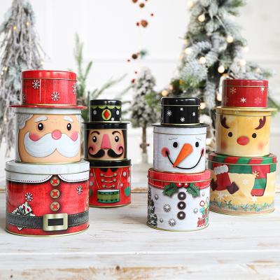 China Gift & Decorative Tin Craft Instock Gift Christmas Snowmen Cartoon Candy Cookies Box Tube Box for sale