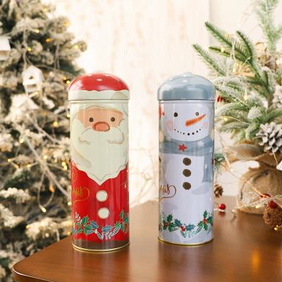 China Gift & Tin Craft Instock 8.4*25cm Christmas Cartoon Candy Cookies Box Tube Box for sale