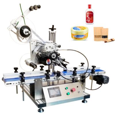 China Automatic Food Applicator Surface Labeling Machine / Pockets Package Flat Pouch Top Labeling Machine For Page Plastic Bag for sale