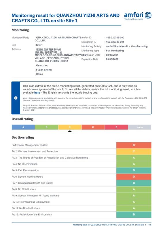 BSCI - Fujian Quanzhou Huayuan Arts Co., Ltd.