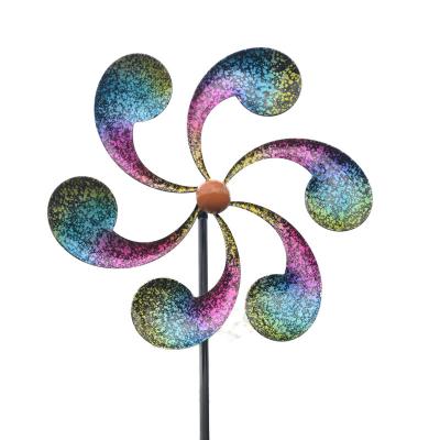 China Iron Metal Wind Spinner Multi Color Garden Decoration Patio Lawn Garden Ornaments Windmills for sale