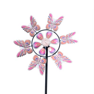 China Economical Iron Custom Design Outdoor Windmill Garden Wind Spinners Garden Ornaments for sale