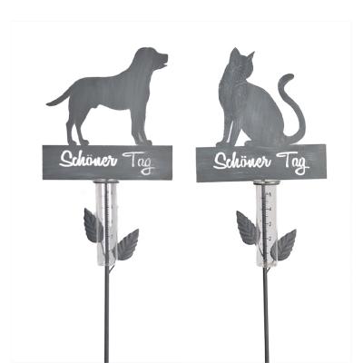 China Iron With Metal Garden Glass Outdoor Animal Decoration With Rain Gauge Gray Color Garden Stake Decoration for sale