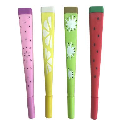 China 2019 Promotional NEW Plastic Pen Kawaii Stationery Silicone Cartoon Gel Ink Pen Fruit Pen OEM 0.5mm for sale