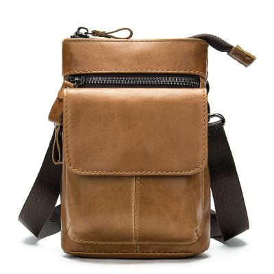 China Retro Multifunctional Genuine Leather Body Cross Shoulder Bags Small Phone Bag Fashion Sling Bag For Men for sale