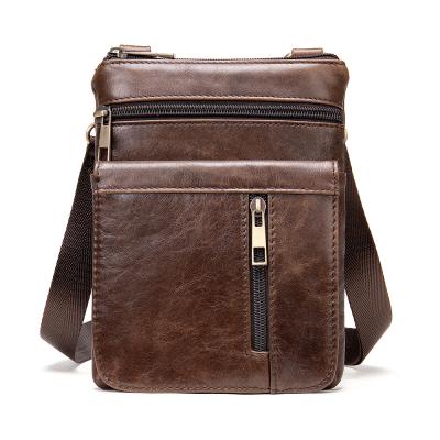 China Vintage Style Multifunctional Men's Small Cross Body Bag Waterproof Genuine Leather Mobile Phone Crossbody Bags for sale