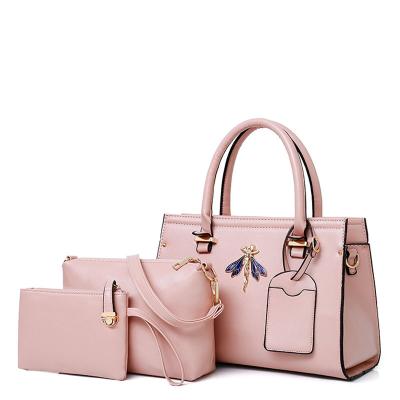 China Durable high quality PU leather handbag shoulder bag grabs 3 pieces set handbag women bag for sale