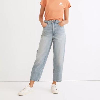 China 2022 OEM Vintage Fashion Breathable Vintage Side Leg Denim Women Mom Friend Wide Leg Solid Wide Slouchy Jeans Breathable Straight Pants for sale