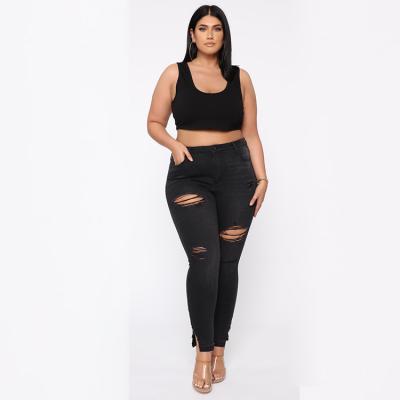 China Jeans 2020 Fashion Breathable Women Ripped Denim Top Plus Size Girl Pants Custom Distressed Black Stretch Outfits Skinny For Ladies for sale