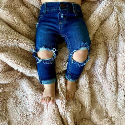 China Fade Proof Color Fade Proof Toddler Denim Pants Kids Distressed Infant Jeans Ripped Skinny Distressed Stretch Jeans Boys Girls for sale