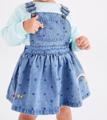 China Hot Selling Full Body Cute Cartoon Denim Polyester/Cotton Rabbit/Cotton Toddler's Polyester Overall Good Quality Slim Kids Jeans Dress for sale