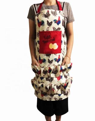 China SunYue Adjustable Canvas Chicken Egg Gathering Apron With 15 Pockets 3D Kitchen Bust Apron Eggs Apron for sale