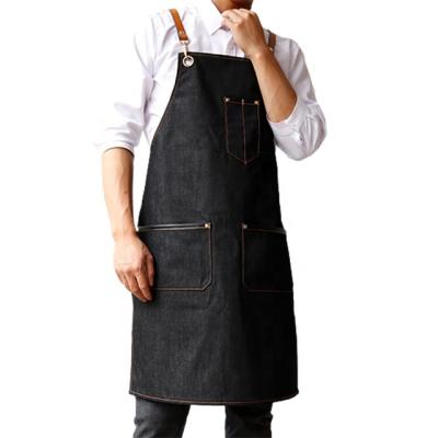 China Adjustable Craftsman Baker Denim Apron Barber Apron Florist SunYue Gray Barista Canvas Work Apron for sale