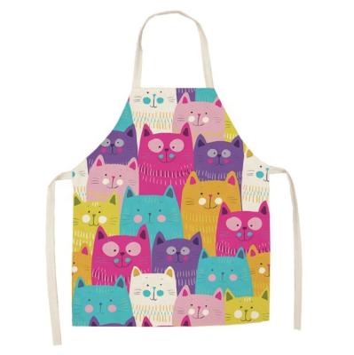 China Adjustable Cotton Apron Dog Cat Printed Home Cleaning Funny Kitchen Canvas Apron for sale