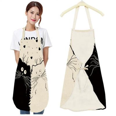 China Cat Printed Home Cleaning Funny Kitchen Adjustable Cotton Apron Dog Apron Canvas Apron for sale