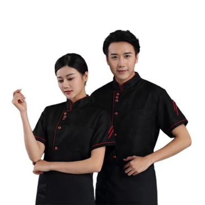 China SunYue Customized Breathable White Cotton Chef Jacket Hotel Kitchen Restaurant Chef Coat Short Sleeve for sale