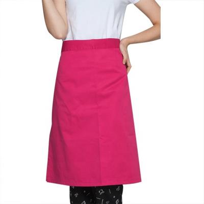 China Bulk Polycotton Restaurant Hotel Waist Adjustable Short Apron Wholesale Cheap Half Apron For Kitchen Cooking Chef for sale