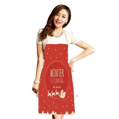 China Adjustable Cotton and Canvas Merry Christmas Supplies Santa Claus Deer Pattern Aprons Party Holiday Cooking Aprons for sale