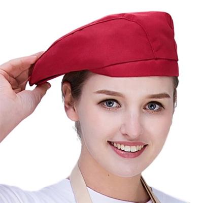 China SunYue Cotton Waitress Waiter Cap Coffee Bar Black Striped Restaurant Hotel Workers Cook Baking Cap for sale