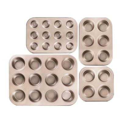 China Sustainable Gold Cake Mold Carbon Steel Baking Mold Bread Mold Four In A Row Six In A Row Twelve for sale