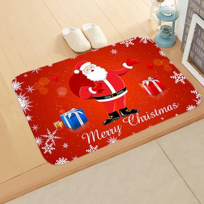 China Flannel Bath Mat 40*60cm Christmas Designs Bath Blanket Sets Toilet Floor Bathroom Anti-Slip Mat for sale