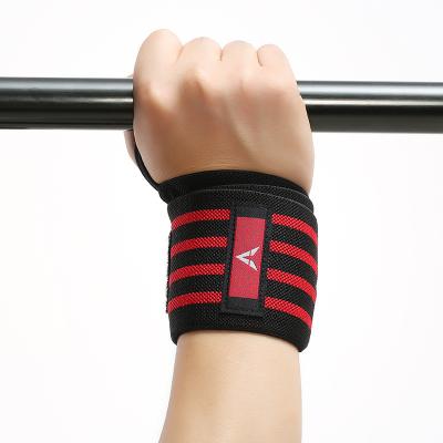 China Eco-friendly Weightlifting Elastic Wrist Band Straps Support Gym Wraps Belt Men's Sports Fitness Wristband for sale