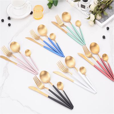 China 4 Pieces Cutlery Kitchenware Stainless Steel Flatware Steak Knife Steak Knife Fork and Spoon Viable Wholesale Main Tableware for sale