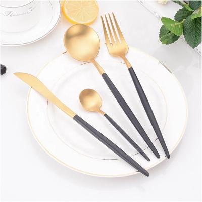 China Viable Ice Cream Spoon Teaspoon Gold Flatware Fork And Spoon Sets Black Cutlery Flatware Sets Flatware Sets Cutlery Sets for sale