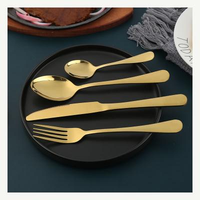 China Viable Wholesale Flatware Stainless Steel Cutlery Set Wedding Knife Fork Spoon Set Flatware Gold Spoon And Fork Set Colorful Tableware for sale