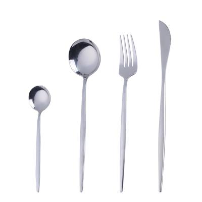 China Disposable Stainless Steel Tableware Portugal Handle Knife Fork Spoon 4 Piece Main Dishes Set for sale