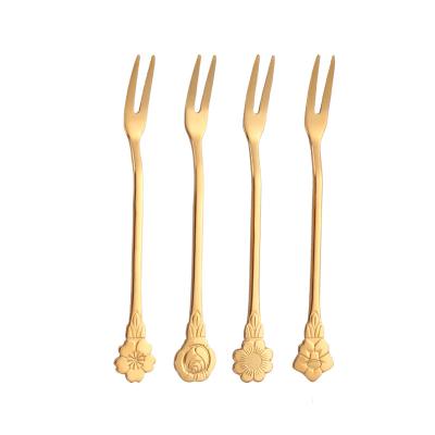 China Viable Creative Viable Summer Flower Stainless Steel Cherry Salad Fork Popular Fruit Fork for sale