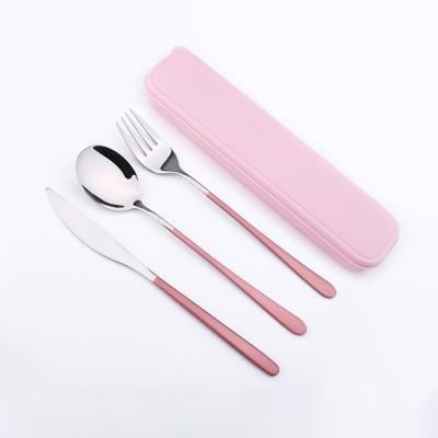 China 304 Cutlery Set Stainless Steel Portable Reusable Korean Portable Reusable Dinnerware Set Gold Besteck Style Spoon Fork Camping Set for sale