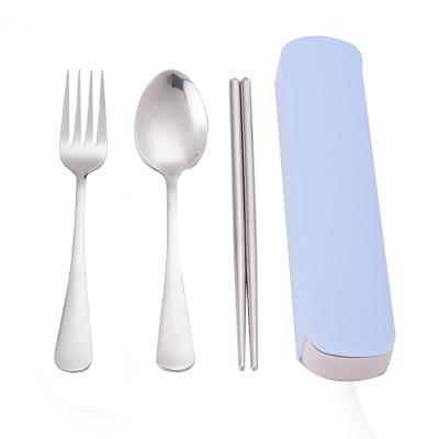 China Viable Stainless Steel Tableware Student Travel Convenience Box Spoon Fork Chopsticks Set for sale