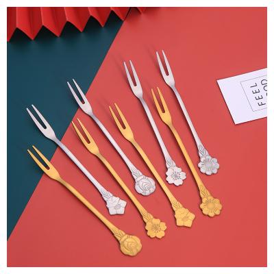 China Nordic Style Leaf Stainless Steel Leaf Tea Spoon Viable Spoon Fork Teaspoon for sale